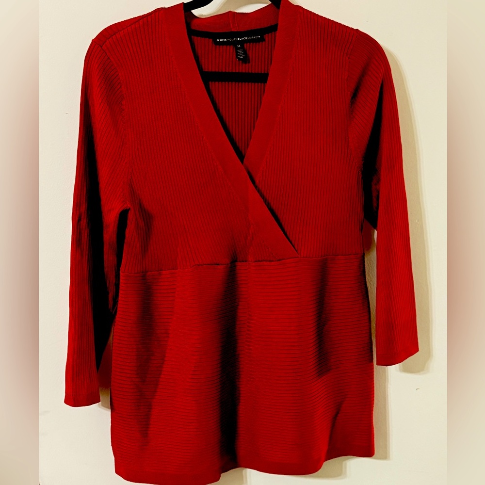 White House Black Market Red Ribbed Sweater